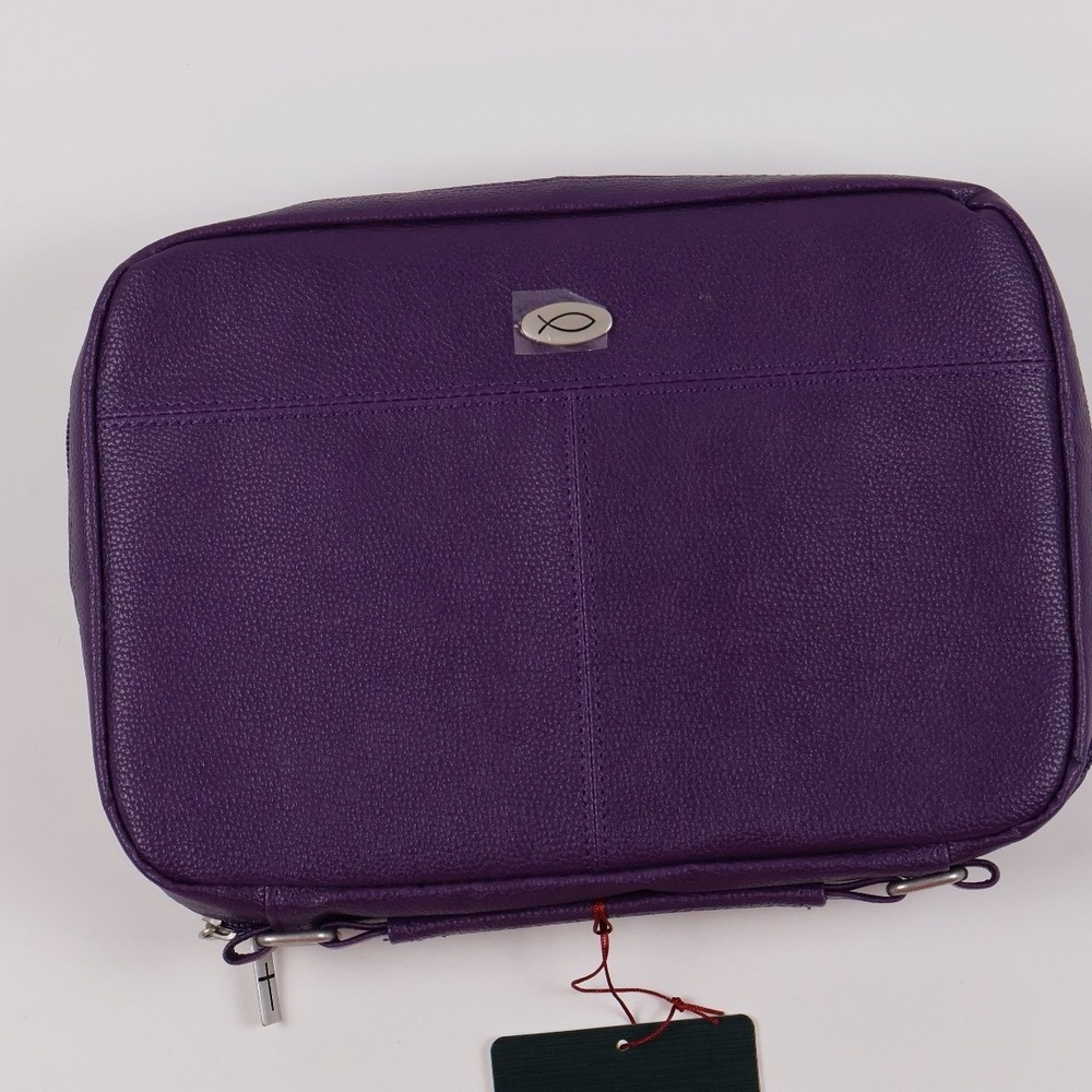 Christian Art Gifts Bible Cover Purple Pebbled Faux Leather Large NWT